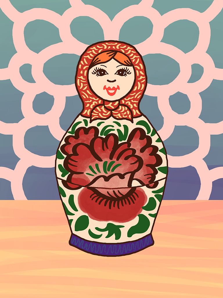 A digital drawing of a Russian nesting doll.